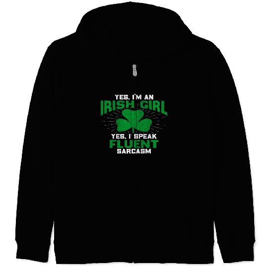 Green Saint Patric Day St Pattys Irish Shamrock Zip Hoodies