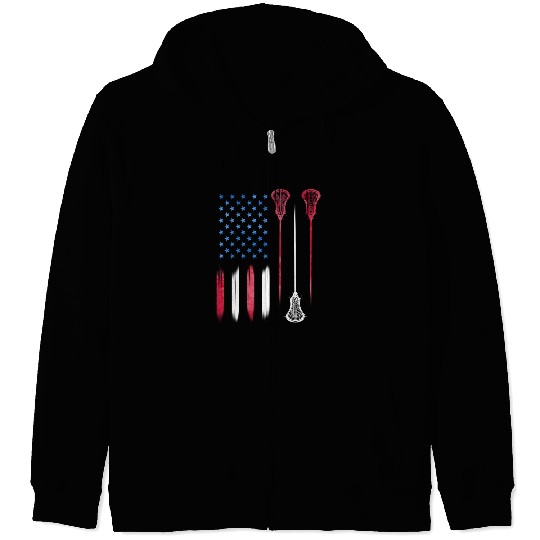 Us Flag Colors Lax Usa Lacrosse Zip Hoodies