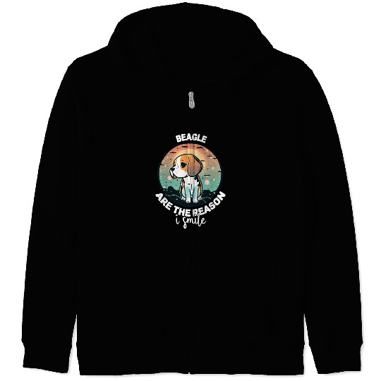 Beagle Are The Reason I Smile Dog Mom Zip Hoodies