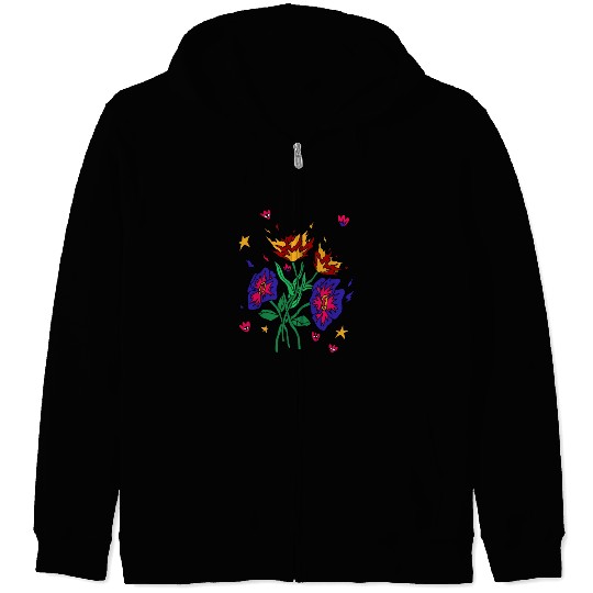 Flaming Floral Dreams Zip Hoodies