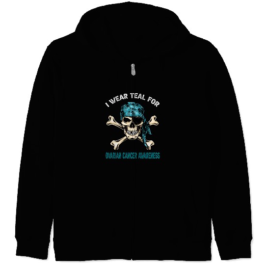 I Wear Teal For Ovarian Cancer Awreness Pirate Zip Hoodies