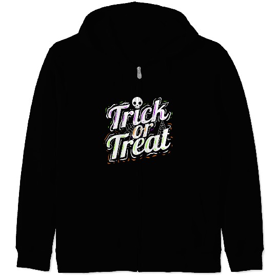 Trick Or Treat Spiderweb Halloween Zip Hoodies