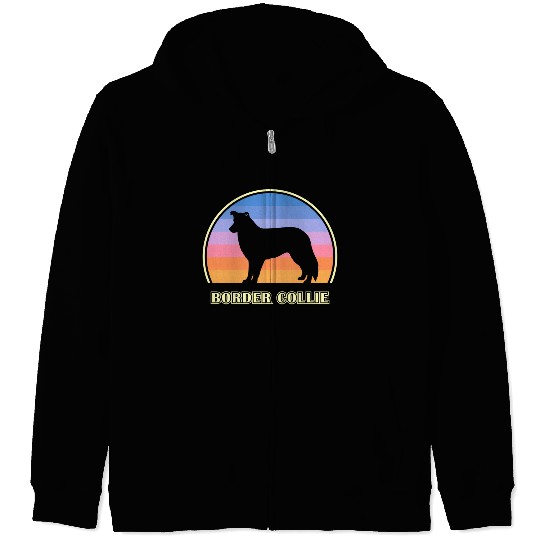 Border Collie Sunset Dog Zip Hoodies