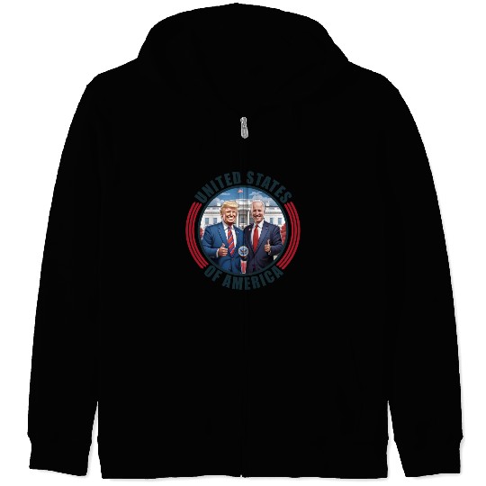 President USA Donald Trump Joe Biden Zip Hoodies