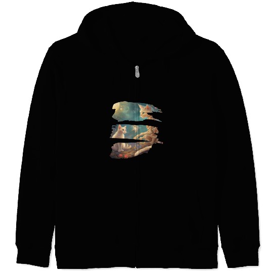 Skeleton And Cat Best Friends Kitten Funny Cats Lo Zip Hoodies