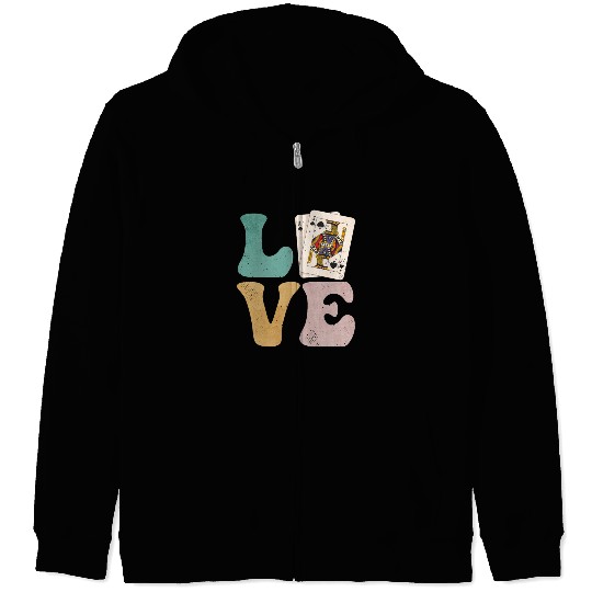 Blackjack Gambling Cards Zip Hoodies
