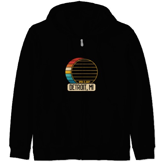Total Solar Eclipse Michigan Detroit April 28 2024 Zip Hoodies