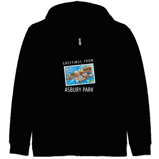 Asbury Park New Jersey Nj Travel Postcard Zip Hoodies