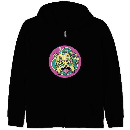 Psychedelic Trippy Cat Zip Hoodies