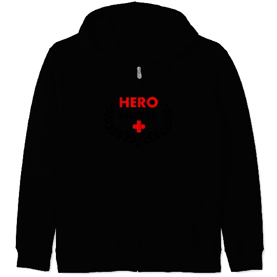 Hero nurse in laurel wreath Zip Hoodies
