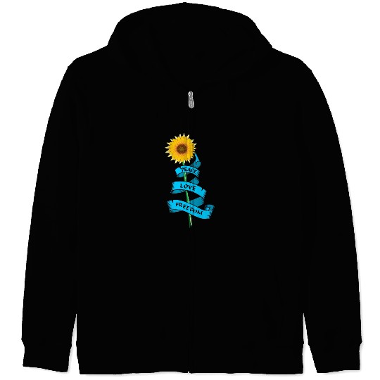 Sunflower Peace love freedom Zip Hoodies