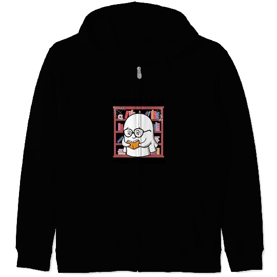Haunted Halls Magic in Education Teacher Halloween Zip Hoodies