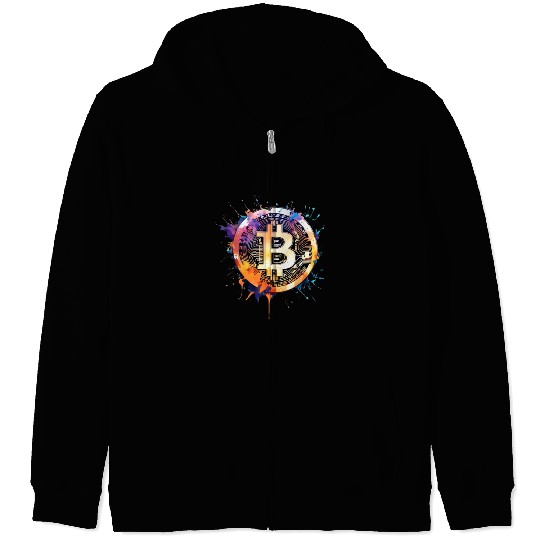 Bitcoin crypto colorful logo Zip Hoodies