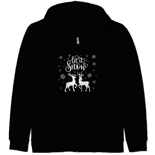 Let It Snow With Deer And Snowflakes Zip Hoodies