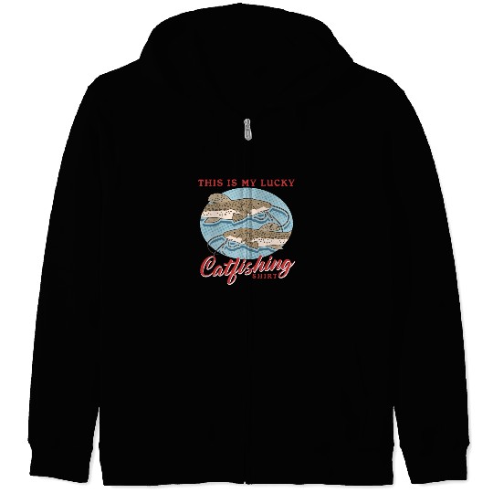 Catfish Fishing Lucky Catfishing Zip Hoodies