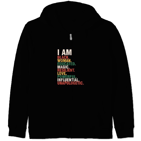 I Am Black Black History Month Gift Zip Hoodies