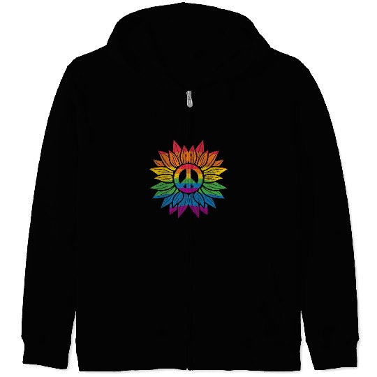 Rainbow Sunflower Love Is Love LGBT Gay Lesbian Zip Hoodies