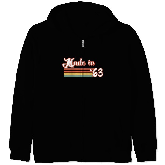 Vintage 1963 61th Birthday Made in 1963 Born in 19 Zip Hoodies