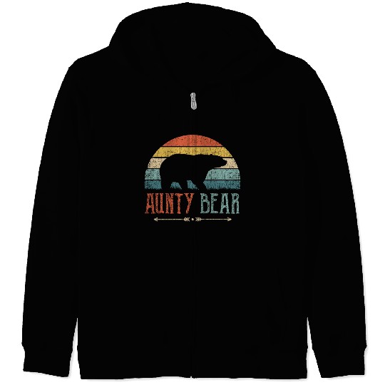 Aunty Bear Vintage Retro Aunt Present Auntie Zip Hoodies