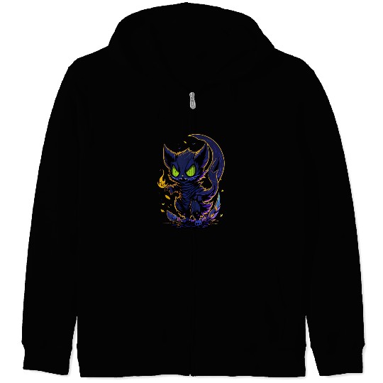 Adorable Feline Ghost Zip Hoodies