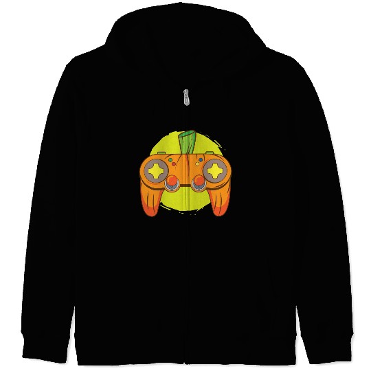 Gamer Life Halloween Pumpkin Head Video Game Zip Hoodies