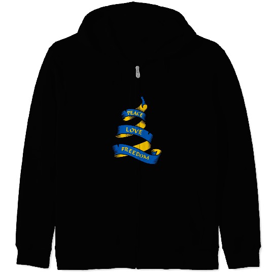 Curl banner with text Ukraine Zip Hoodies