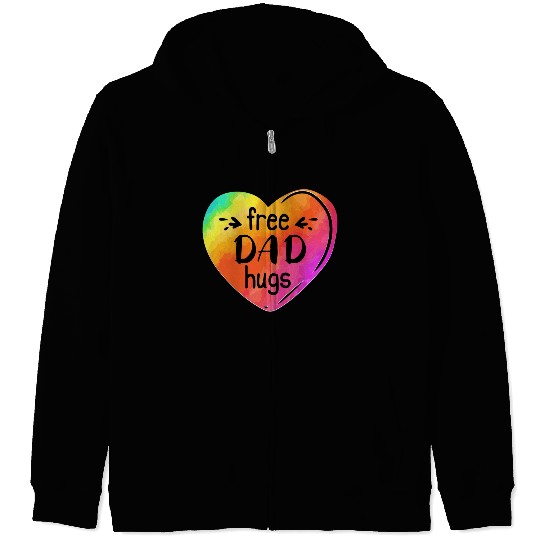 LGBTQIA LGBT Free Dad Hugs Rainbow Heart Gay Pride Zip Hoodies