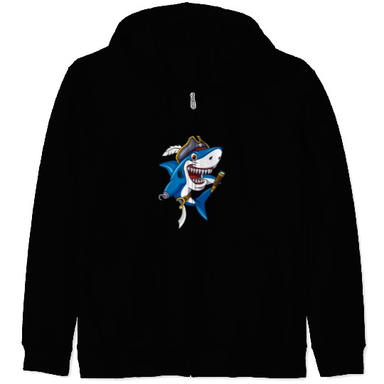Cute Shark Pirate Decor Lazy Halloween Zip Hoodies