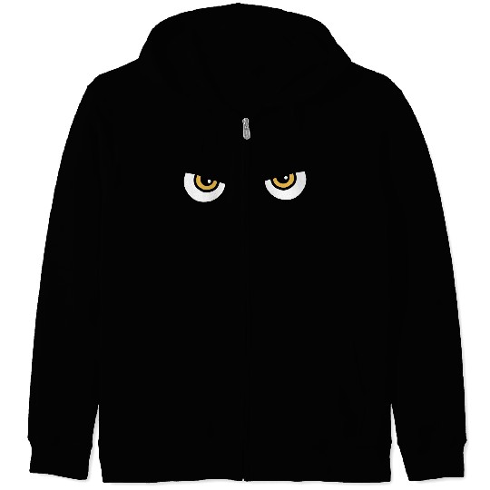 Black Cat Yellow Eyes | Halloween Cat Lovers Gift Zip Hoodies
