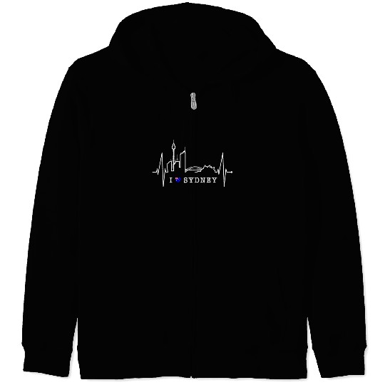 Sydney Skyline Heartbeat Australian Heart Rate Fan Zip Hoodies