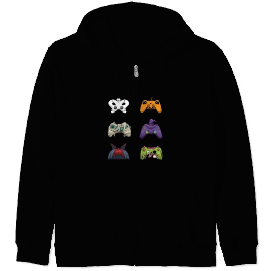 Gaming Gamer Game Controller Lazy Creepy Halloween Zip Hoodies