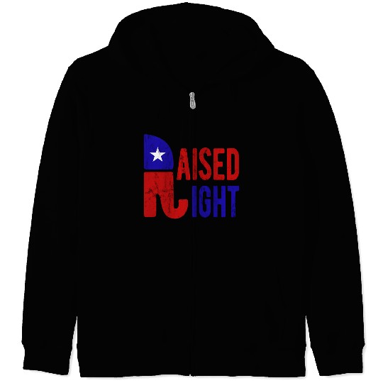 Raised Right Proud Republican Elephant Logo Usa Zip Hoodies