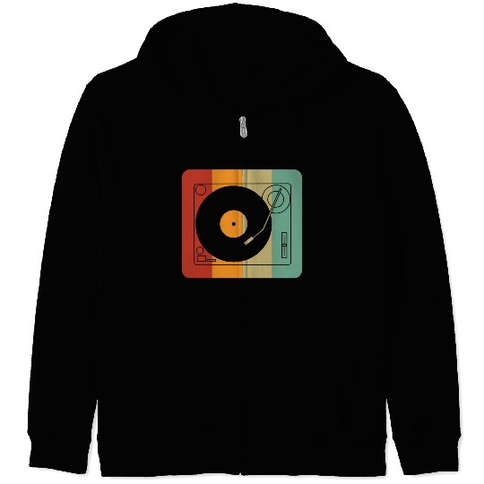 Vinyl Record Player Zip Hoodies