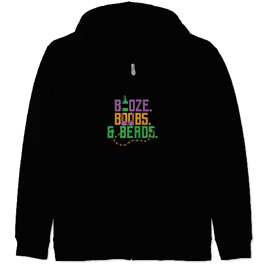 Booze Boobs & Beads Mardi Gras Zip Hoodies