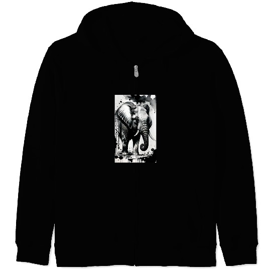 Elegant Elephants: Elevate Your Style with Grace Zip Hoodies
