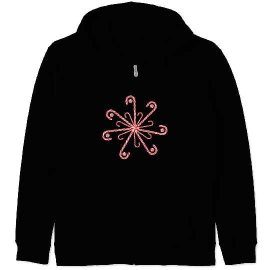 Peppermint Candy Cane Snowflake Zip Hoodies
