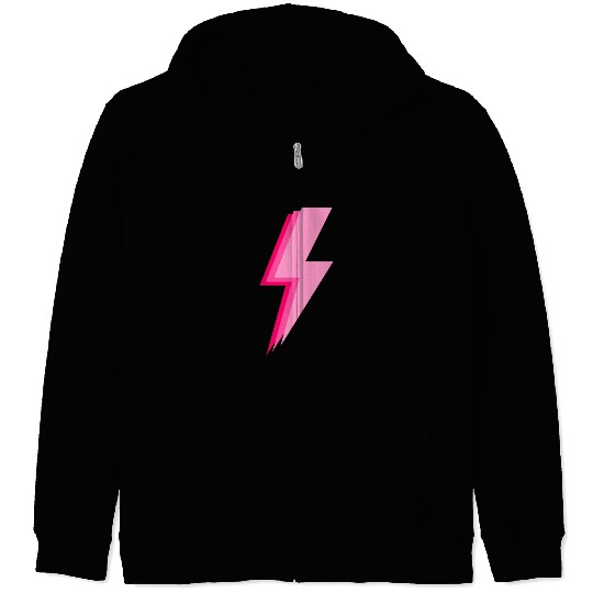 Layered trendy hot pink and light pink lightning Zip Hoodies