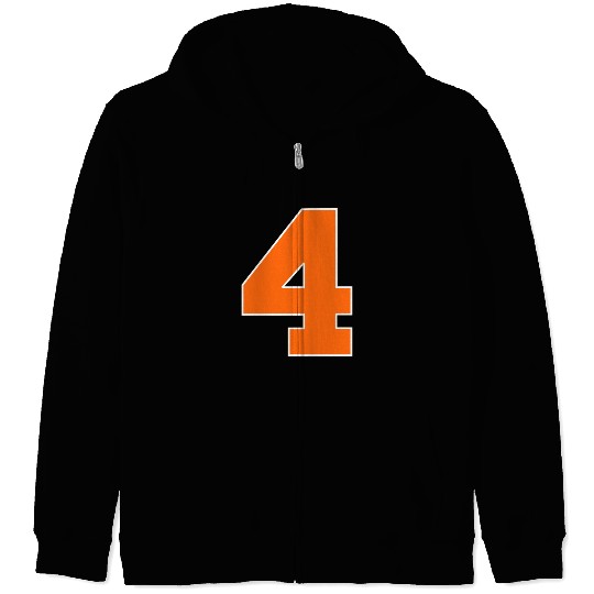 Number 4 Sports Orange Zip Hoodies