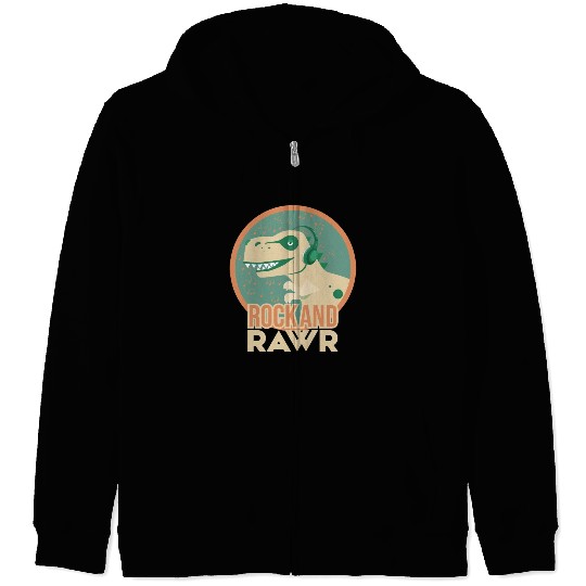 Rock & Rawr Vintage Dinosaur T-Rex Music Japanese Zip Hoodies