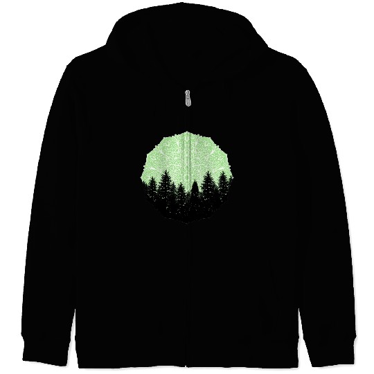 Green Forest Mandala Pacific Northwest Zip Hoodies