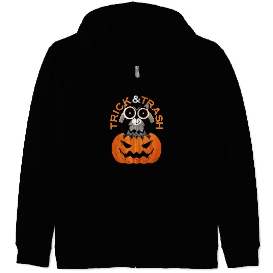 Trick And Trash Halloween Raccoon Zip Hoodies