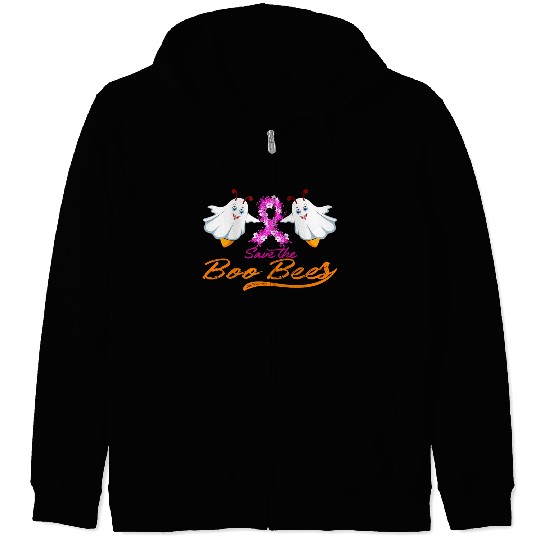 Fun Boobs Save The Boo Bees Breast Cancer Zip Hoodies