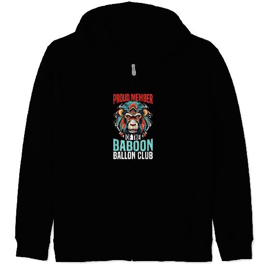 Baboon Monkey Lover Wildlife Animal Zookeeper Zip Hoodies