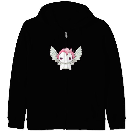 Sweet Axolotl with Angel Wings: Heavenly Design Zip Hoodies