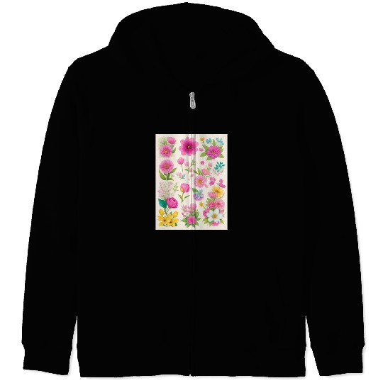 Buttercup and Marigold Spring Flowers Zip Hoodies
