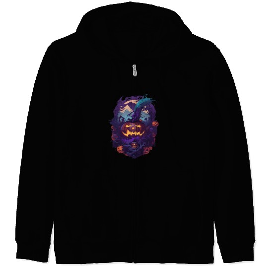 Scary Halloween Pumpkin Zip Hoodies