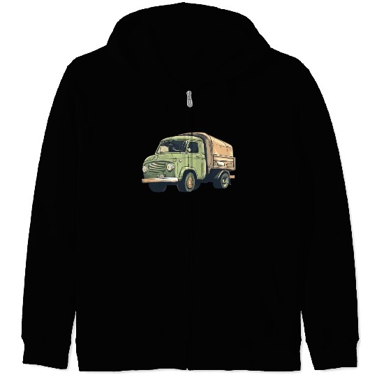 Green vintage truck Zip Hoodies