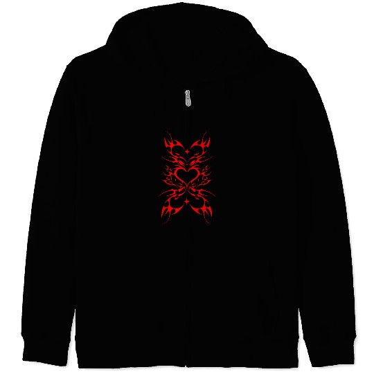 Tribal Demon Heart Sigil Cybersigilism A Cyber Zip Hoodies