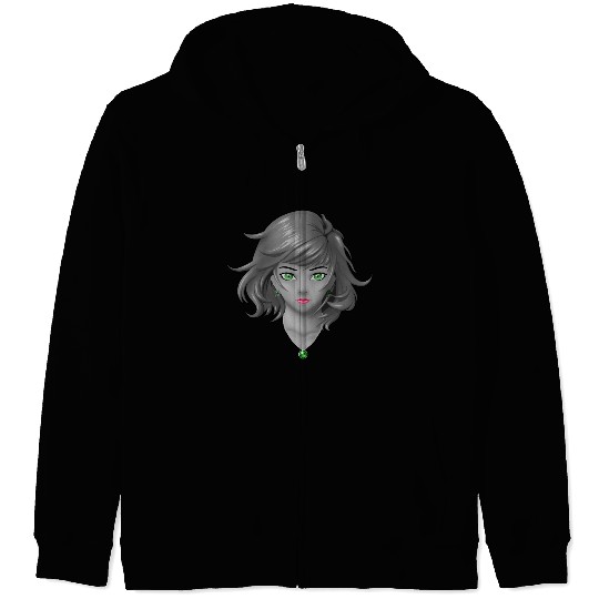 Anime girl with pretty jewelry Zip Hoodies