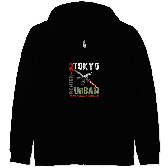 Tokyo Urban Fighter Japanese Kanji Martial Arts Zip Hoodies